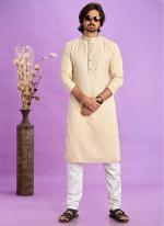 Art Silk Beige Festival Wear Jacquard Kurta Pajama